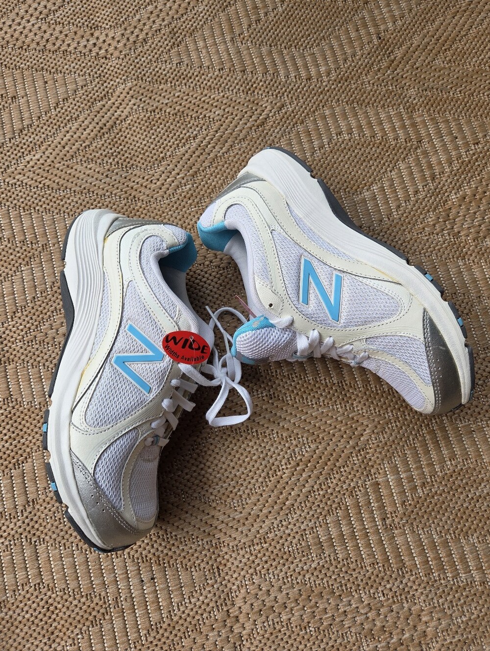 New Balance White Sneakers with Teal Accents